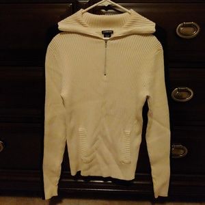 Shawl collar, quarter zip sweater